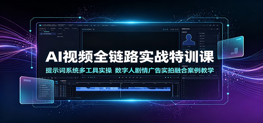 AI视频全链路实战特训课：提示词系统多工具实操，数字人剧情广告实拍融合案例教学-大表哥网创