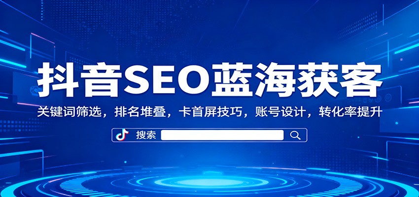 抖音SEO蓝海获客：关键词筛选，排名堆叠，卡首屏技巧，账号设计，转化率提升-大表哥网创