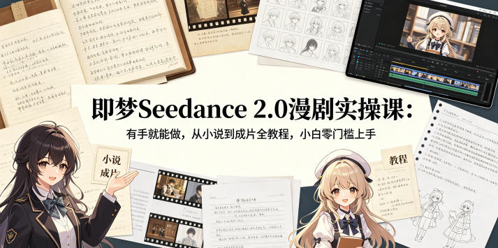 即梦Seedance 2.0漫剧实操课：有手就能做，从小说到成片全教程，小白零门槛上手-大表哥网创