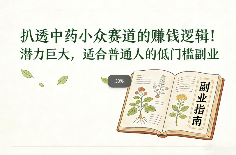 扒透中药小众赛道的賺米逻辑，潜力巨大，适合普通人的低门槛副业-大表哥网创