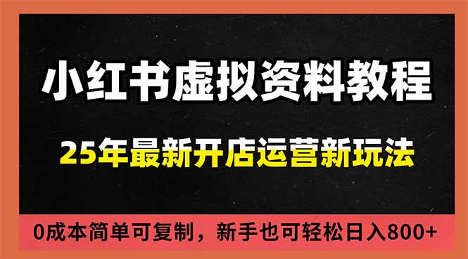 小红书虚拟资料项目：最新搜索流变现玩法，0成本简单可复制，一人多店打法，新手日入800+-大表哥网创