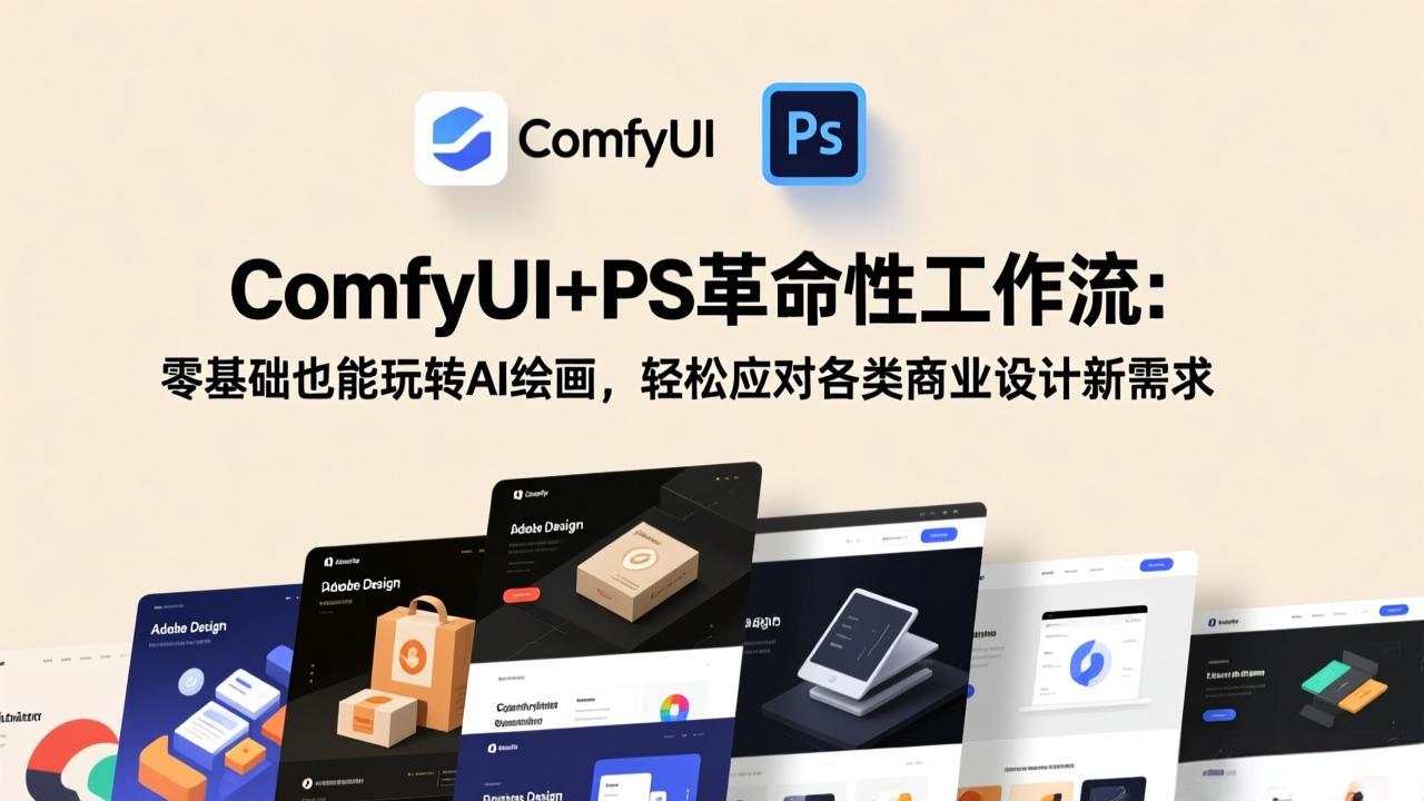ComfyUI+PS革命性工作流：零基础也能玩转AI绘画，轻松应对各类商业设计新需求-大表哥网创