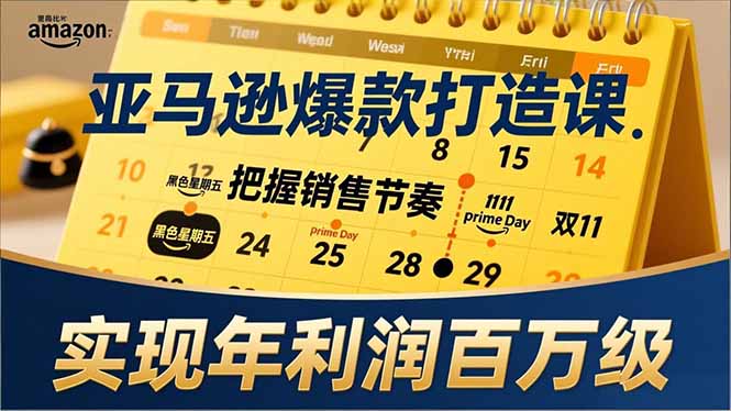 亚马逊爆款打造课，大促节点、全年规划、淡旺季打法，把握销售节奏，实现年利润百万级-大表哥网创