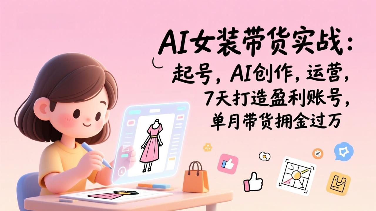 AI女装带货实战：起号，AI创作，运营，7天打造盈利账号，单月带货佣金过万-大表哥网创