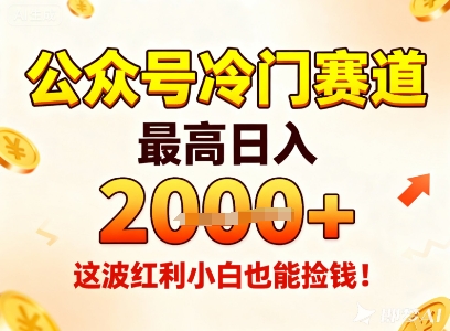 公众号冷门赛道，最高日入1k+，这波红利小白也能捡钱！-大表哥网创