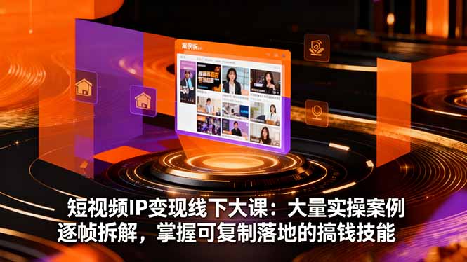 短视频IP变现线下大课：大量实操案例逐帧拆解，掌握可复制落地的搞钱技能-大表哥网创