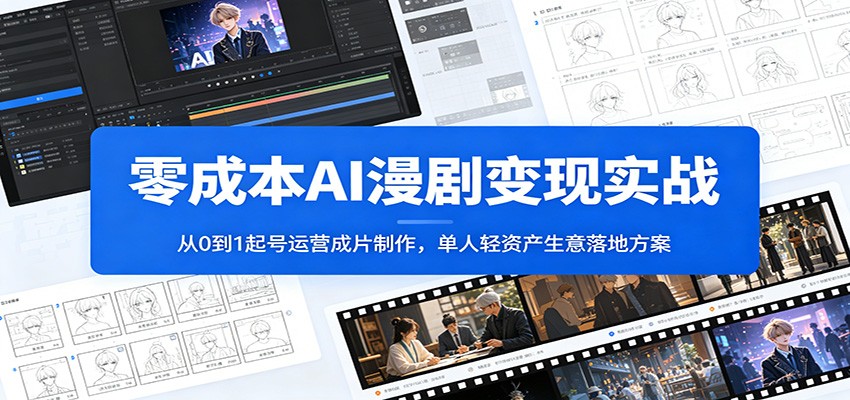 零成本AI漫剧变现实战：从0到1起号运营成片制作，单人轻资产生意落地方案-大表哥网创