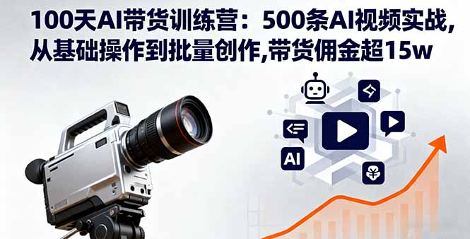 100天AI带货训练营：500条AI视频实战,从基础操作到批量创作,带货佣金超15w-大表哥网创