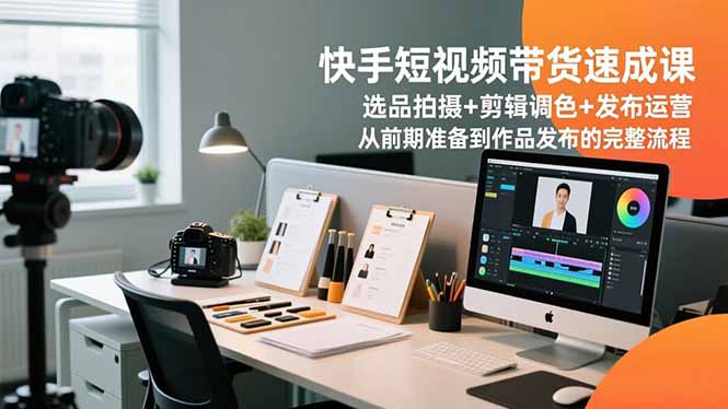 快手短视频带货速成课，选品拍摄+剪辑调色+发布运营，从前期准备到作品发布的完整流程-大表哥网创