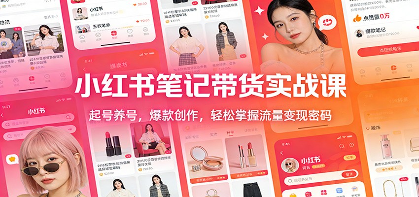 小红书笔记带货实战课:起号养号,爆款创作,轻松掌握流量变现密码-大表哥网创