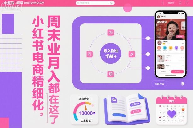 小红书电商精细化运营全流程，周末副业月入1W+，全套方法都在这了-大表哥网创