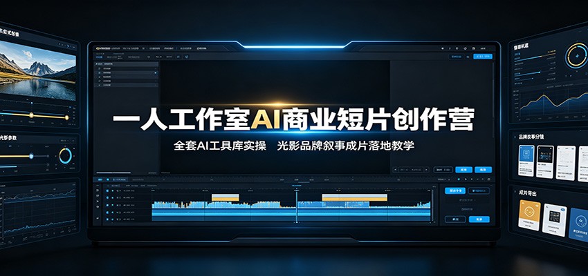 一人工作室AI商业短片创作营：全套AI工具库实操，光影品牌叙事成片落地教学-大表哥网创