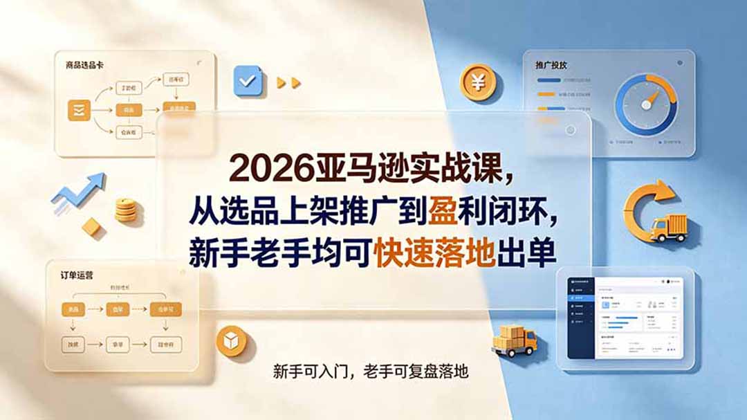 2026亚马逊实战课，从选品上架推广到盈利闭环，新手老手均可快速落地出单-大表哥网创