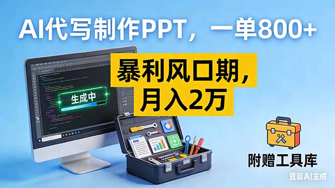 AI代写制作PPT，一单800+， 暴利风口期，月入2万【附工具】-大表哥网创