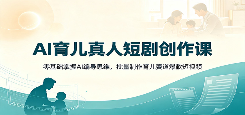 AI育儿真人短剧创作课：零基础掌握AI编导思维，批量制作育儿赛道爆款短视频-大表哥网创