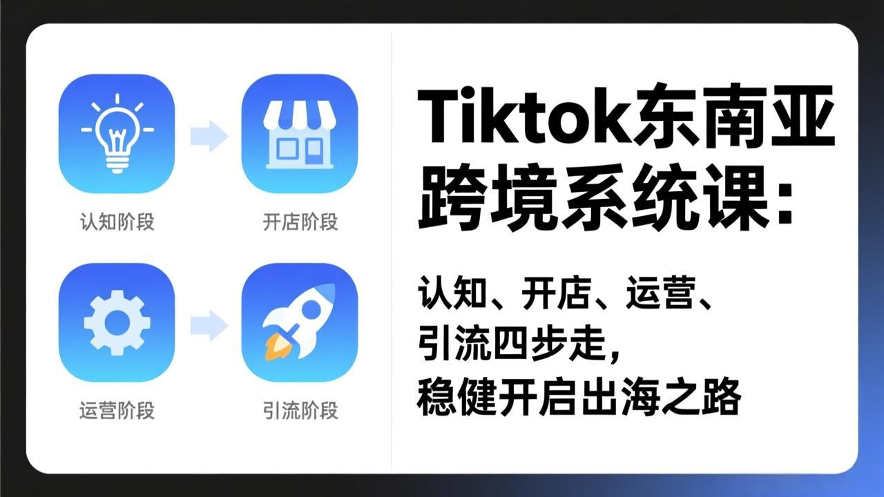 TikTok东南亚跨境系统课：认知、开店、运营、引流四步走，稳健开启出海之路-大表哥网创
