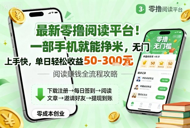 最新零撸阅读平台！一部手机就能挣米，无门槛上手快，单日轻松收益50-3张【揭秘】-大表哥网创