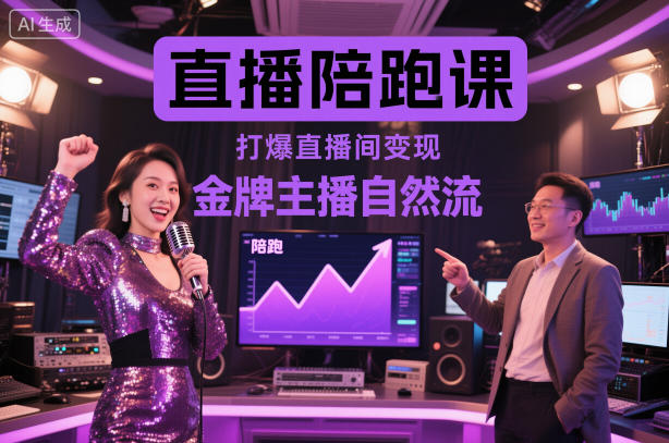 直播陪跑课，金牌主播自然流打爆直播间，复制高变现玩法-大表哥网创