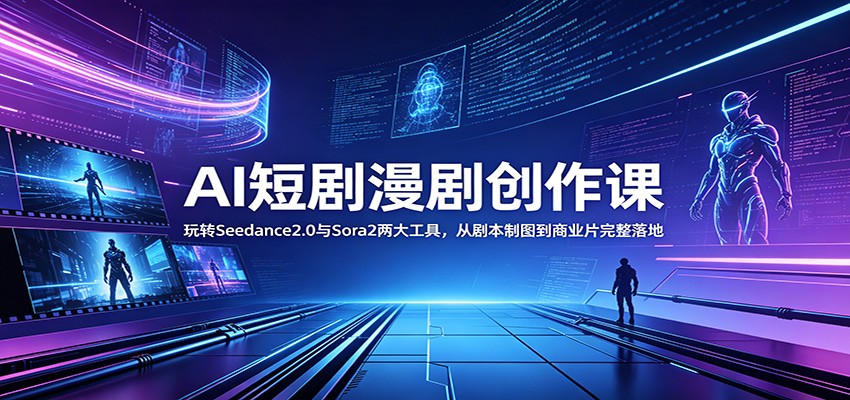 AI短剧漫剧创作课：玩转Seedance2.0与 Sora2两大工具，从剧本制图到商业片完整落地-大表哥网创