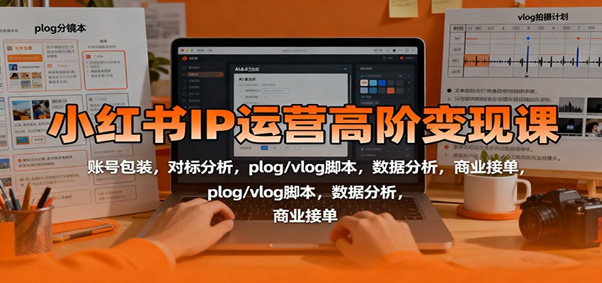 小红书IP运营高阶变现课：账号包装，对标分析，plog/vlog脚本，数据分析，商业接单-大表哥网创