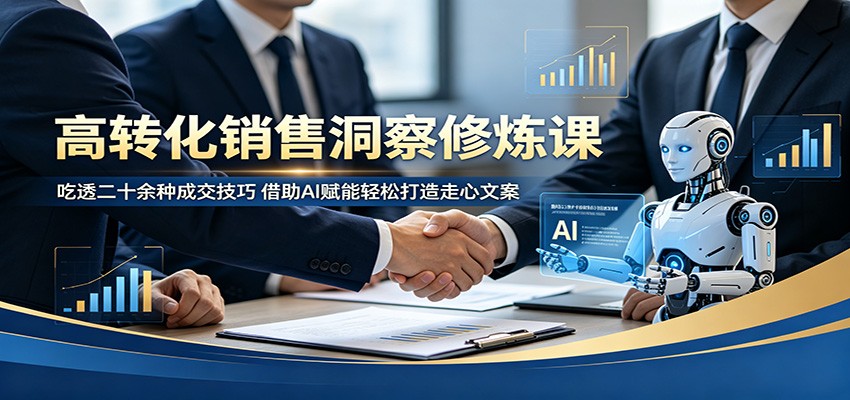 高转化销售洞察修炼课：吃透二十余种成交技巧，借助AI赋能轻松打造走心文案-大表哥网创
