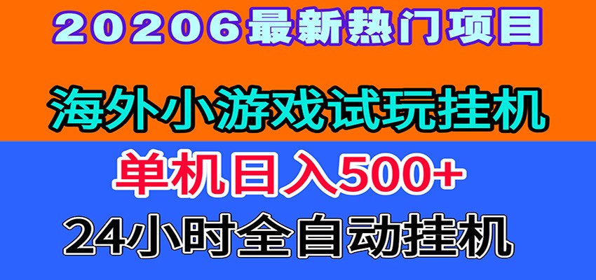 全程无人值守！海外小游戏试玩挂机，一台机子日赚500+-大表哥网创