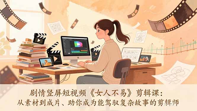 剧情竖屏短视频《女人不易》剪辑课：从素材到成片、助你成为能驾驭复杂故事的剪辑师-大表哥网创