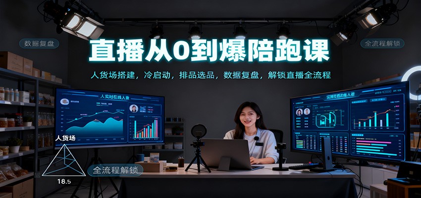 直播从0到爆陪跑课：人货场搭建，冷启动，排品选品，数据复盘，解锁直播全流程-大表哥网创