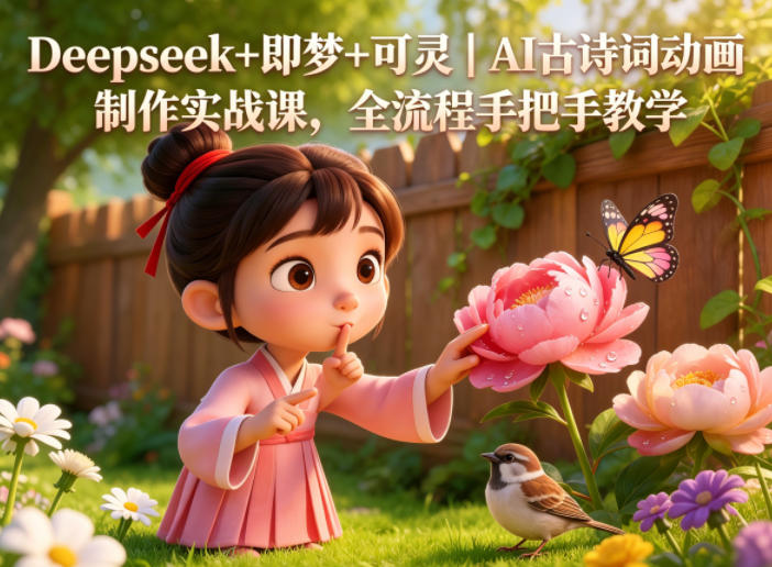 Deepseek+即梦+可灵｜AI古诗词动画制作实战课，全流程手把手教学-大表哥网创