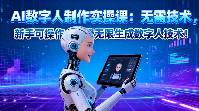 AI数字人制作实操课：无需技术，新手可操作，免费无限生成数字人技术！-大表哥网创