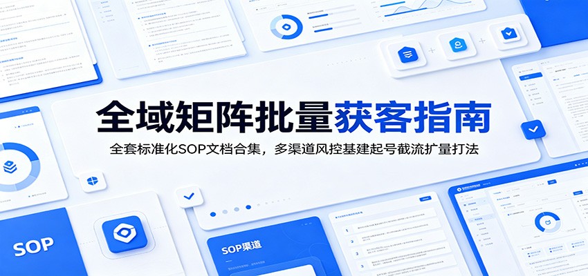 全域矩阵批量获客指南：全套标准化SOP文档合集，多渠道风控基建起号截流扩量打法-大表哥网创