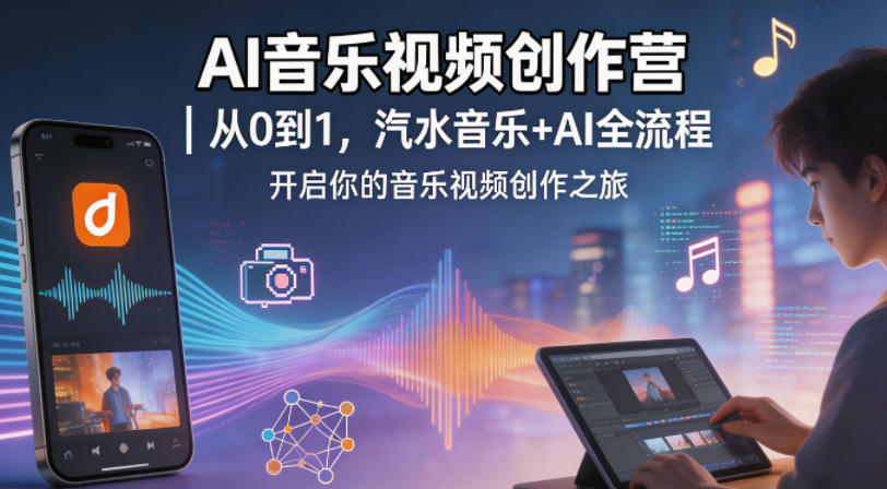 AI音乐视频创作营｜从0到1，汽水音乐+AI全流程，开启你的音乐视频创作之旅-大表哥网创