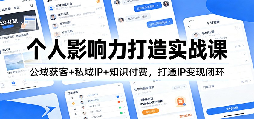 个人影响力打造实战课：公域获客+私域IP+知识付费，打通IP变现闭环-大表哥网创