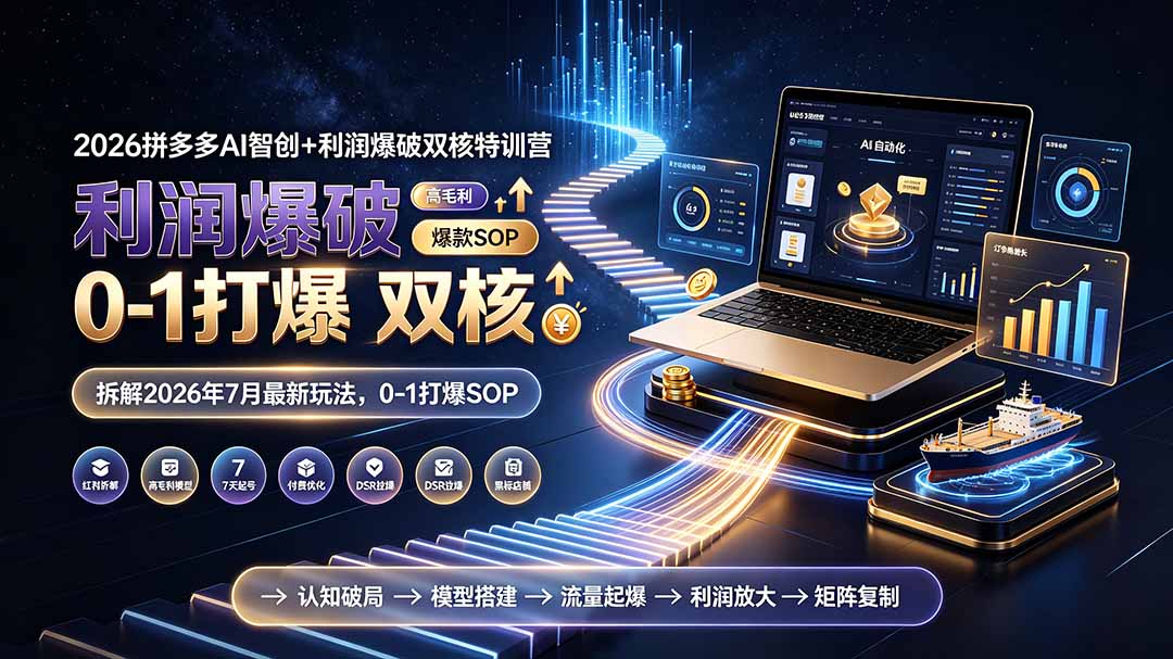 2026拼多多AI智创+利润爆破双核特训营-拆解2026年7月最新玩法，0-1打爆SOP-大表哥网创