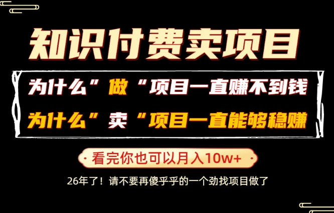 普通人为什么能够靠卖项目轻松月入10W+，而做项目却容易成炮灰，卖项目为什么能够稳賺不赔？【揭秘】-大表哥网创