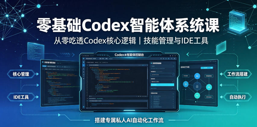零基础Codex智能体系统课|从零吃透Codex核心逻辑、技能管理与IDE工具,搭建专属私人AI自动化工作流-大表哥网创