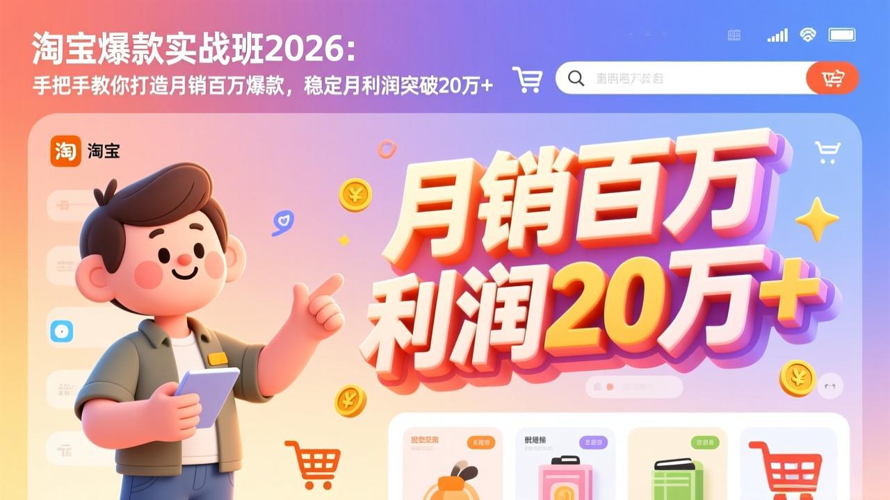 淘宝爆款实战班-2026年3月更新：手把手教你打造月销百万爆款，稳定月利润突破20万+-大表哥网创