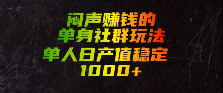 闷声賺钱的单身社群玩法，单人日产值稳定1000+【揭秘】-大表哥网创