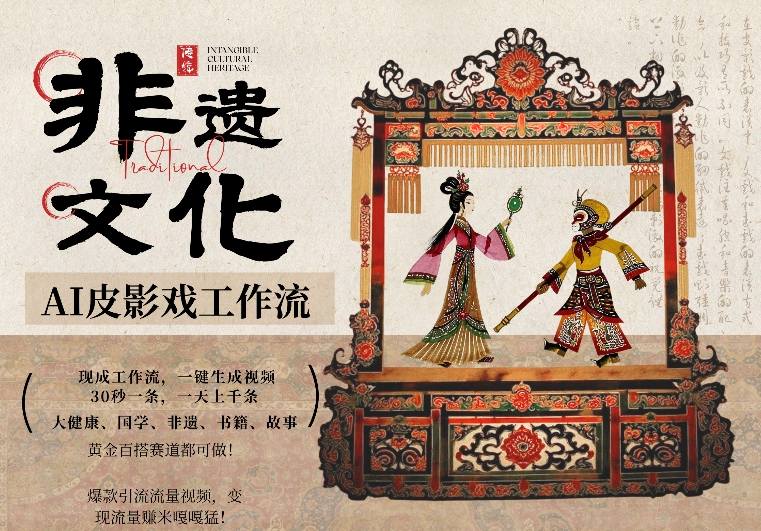 AI一键生成民俗文化非遗皮影戏视频，一刀不剪无需剪辑，30S一条，一天上百条，流量财富嘎嘎猛-大表哥网创