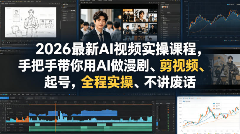 2026最新AI视频实操课程，手把手带你用AI做漫剧、剪视频、起号，全程实操、不讲废话-大表哥网创