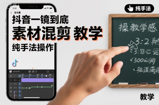 抖音一镜到底素材混剪教学，纯手法操作-大表哥网创