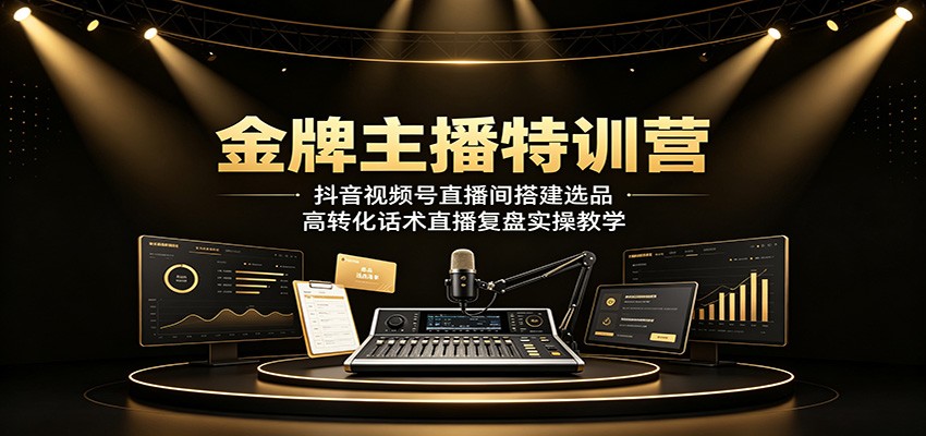 金牌主播特训营：抖音视频号直播间搭建选品，高转化话术直播复盘实操教学-大表哥网创
