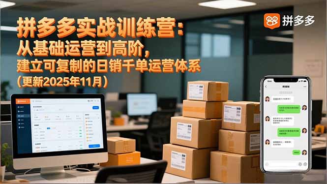 拼多多实战训练营：从基础运营到高阶，建立可复制的日销千单运营体系(更新11月-大表哥网创