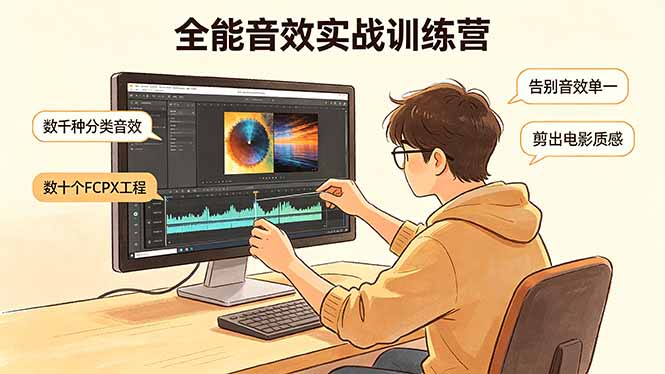 全能音效实战训练营：数千种分类音效+数十个FCPX工程，告别音效单一，剪出电影质感-大表哥网创