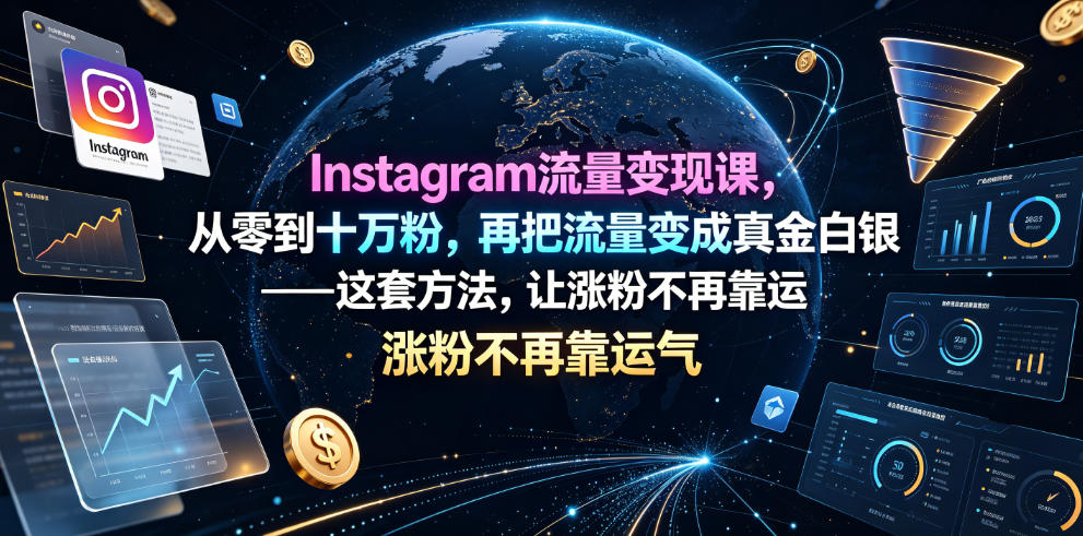 Instagram流量变现课，从零到十万粉，再把流量变成真金白银——这套方法，让涨粉不再靠运气【原创双语字幕】-大表哥网创