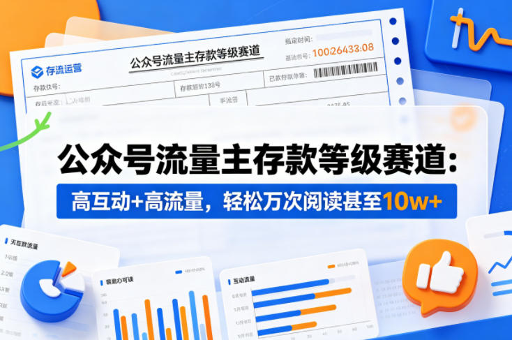 公众号流量主之存款等级赛道，高互动+高流量，轻松达到万次阅读，甚至10w+-大表哥网创