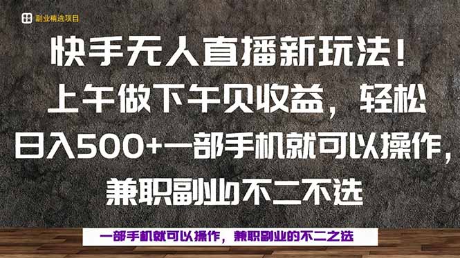 一部手机，上午做 下午见收益，学会秒上手，轻松日入500+-大表哥网创