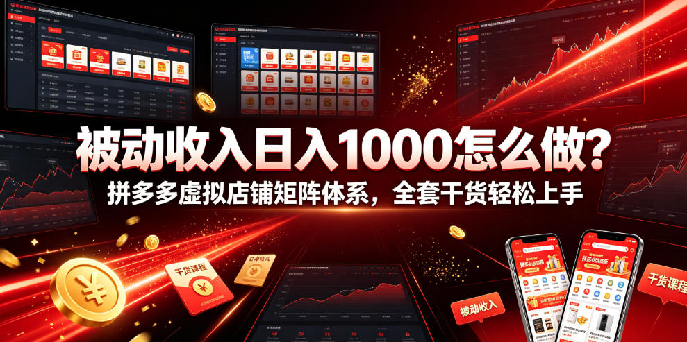 被动收入日入1000怎么做？拼多多虚拟店铺矩阵体系，全套干货轻松上手【揭秘】-大表哥网创