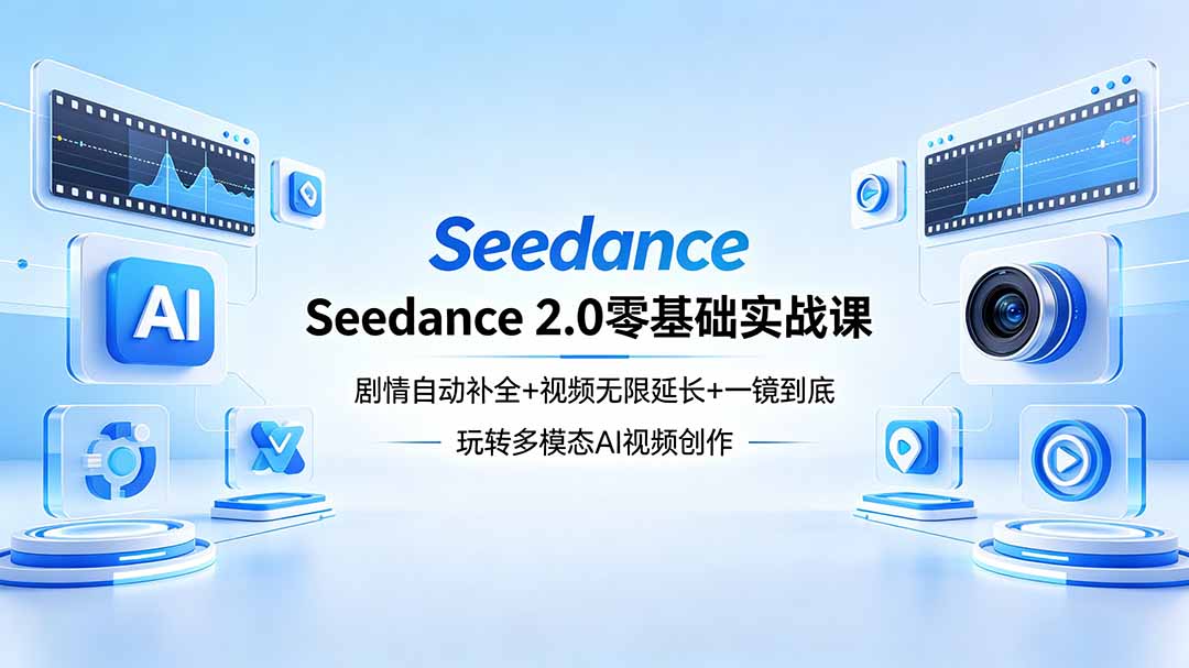 Seedance 2.0零基础实战课:剧情自动补全+视频无限延长+一镜到底:玩转多模态AI视频创作-大表哥网创