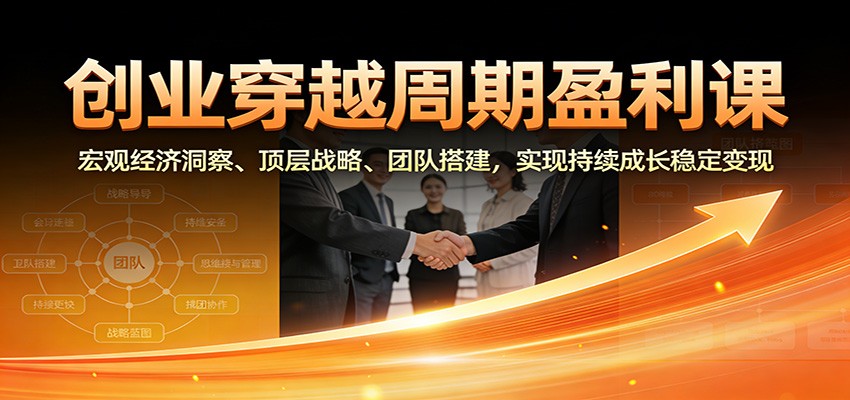 创业穿越周期盈利课：宏观经济洞察、顶层战略、团队搭建，实现持续成长稳定变现-大表哥网创